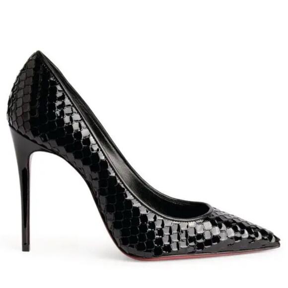 Christian Louboutin Kate 100 Pumps Scale-Embossed Black LV size 38 - Picture 1 of 13